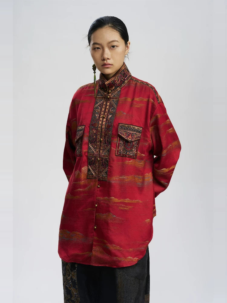 Luxury Dunhuang Brocade Silk Shirt-25ZX8192