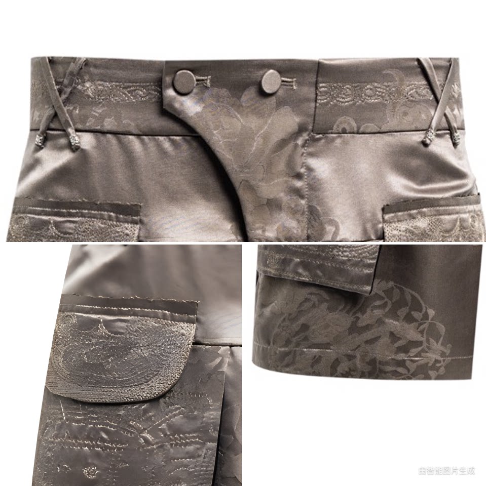 Luxury Azurite Silk Cargo Bermuda Shorts- 26Z06001