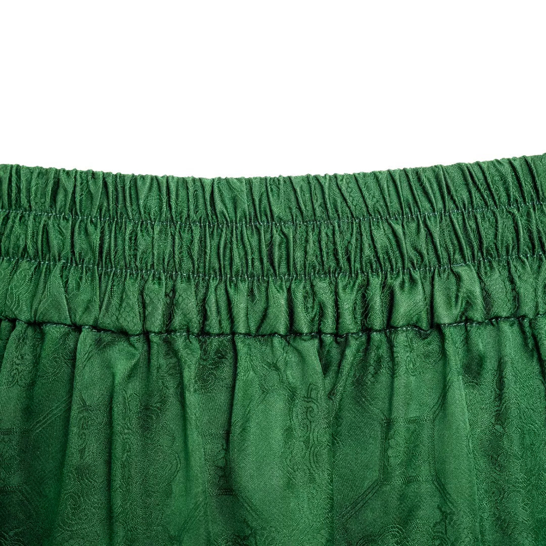 Luxury Emerald Silk Brocade Wrap Skirt-25ZW68F