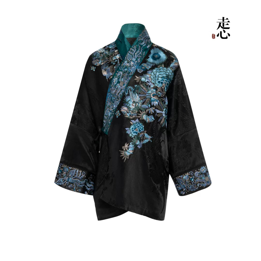 Luxury Blue Luoyue Silk Kasaya Robe-26Z139M