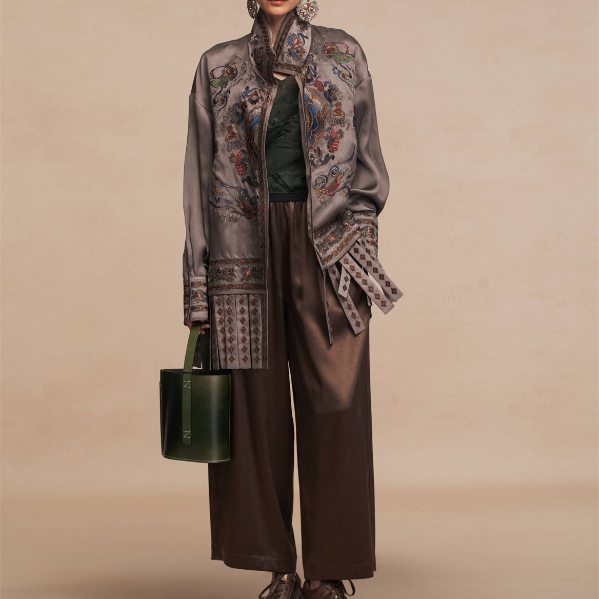 Luxury Dunhuang Lotus Silk Kimono Coat-26ZWT6302