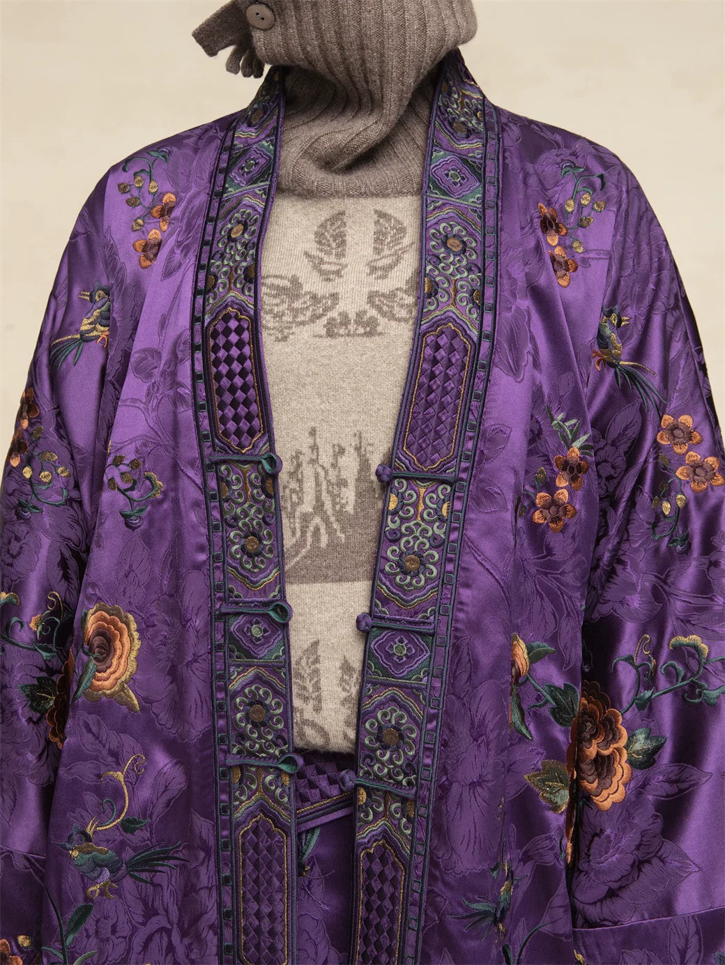 Luxury Violet Silk Kasaya Jacket-25ZWT6093