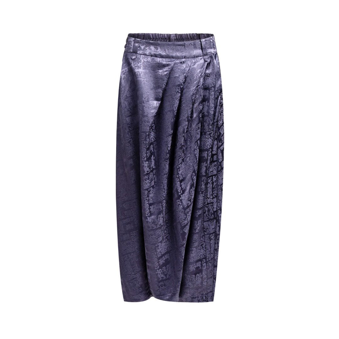 Luxury Four Beasts Pleated Silk Trousers-26Y15201M