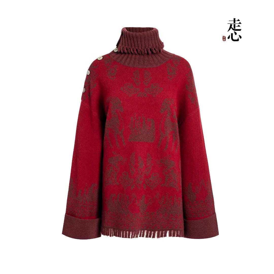 Luxury 790g Camel Dunhuang Deer Cashmere Top-24ZX2423-1