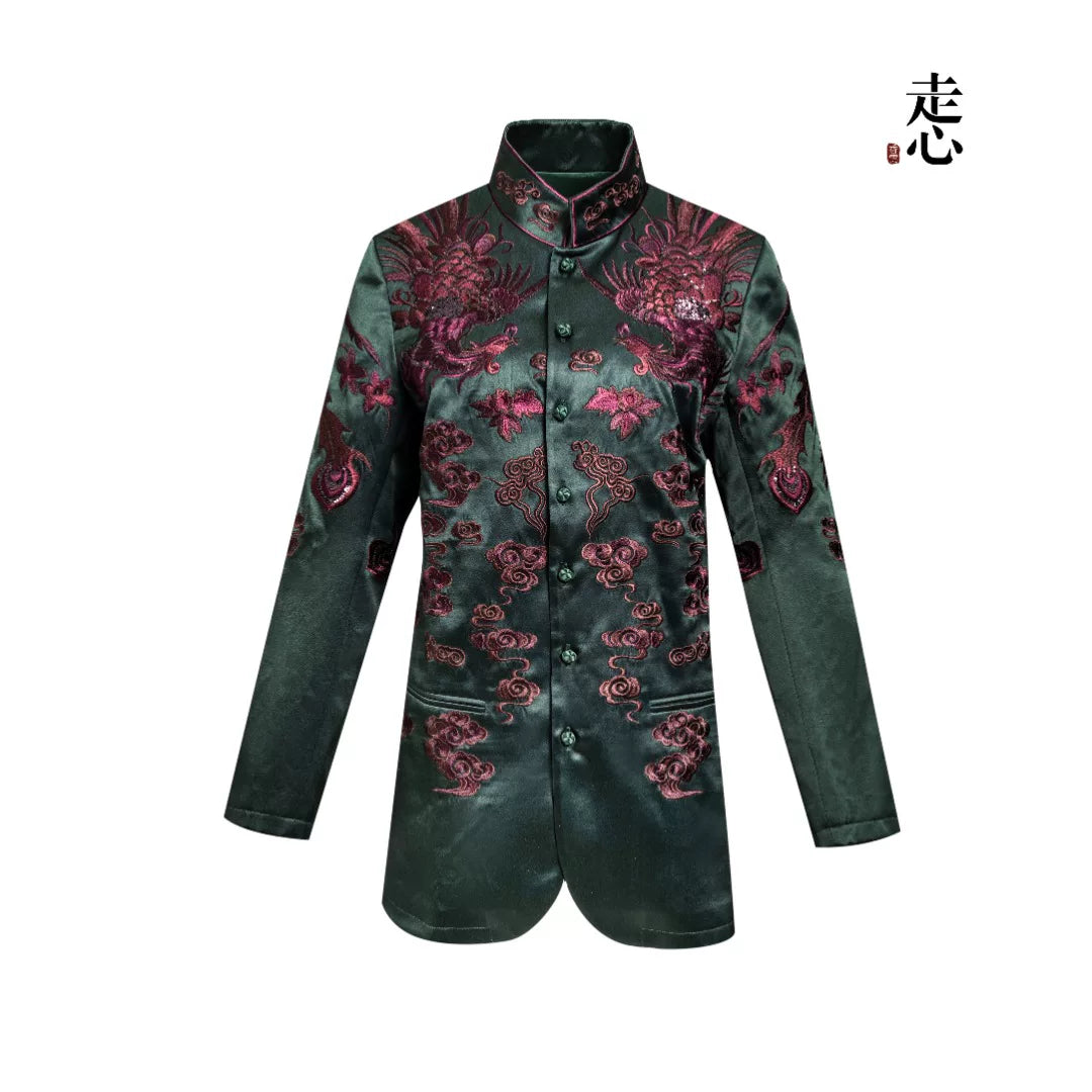 Luxury Twin Phoenix Heavy Silk Blazer-25ZWT6139