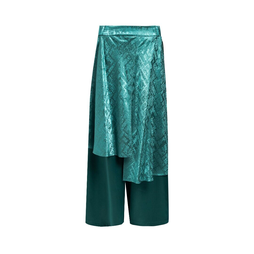 Luxury Twelve Emblems Silk Layered Pants-26Z26211809