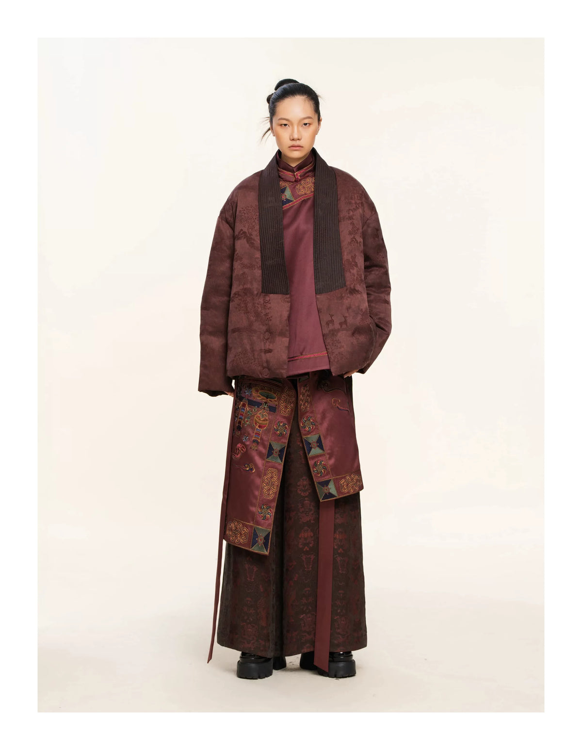 Luxury Dunhuang Silk Layered Palazzo Pants-25ZKZ5877