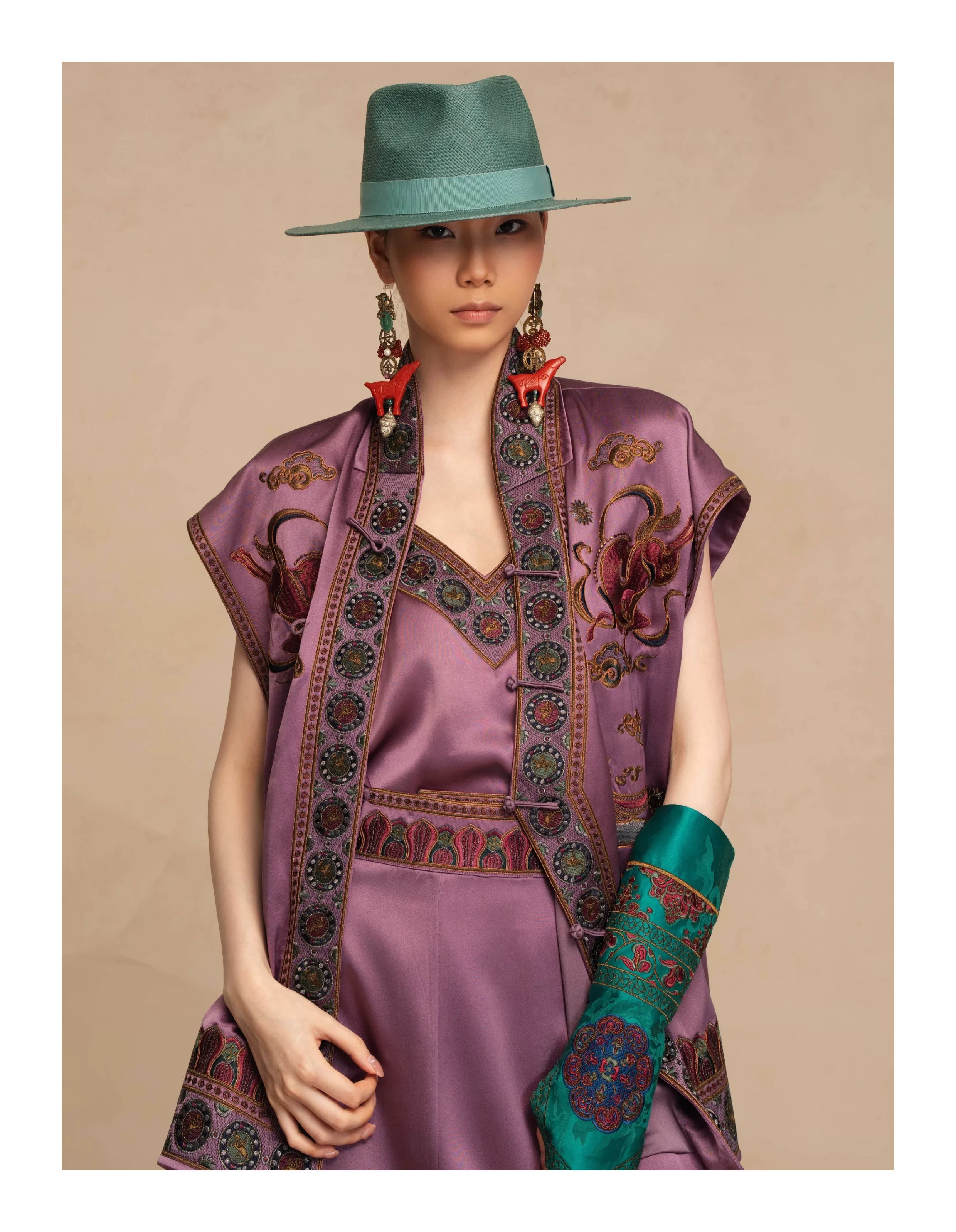 Luxury Dunhuang Pegasus Silk Longline Vest- 26ZMJ6323