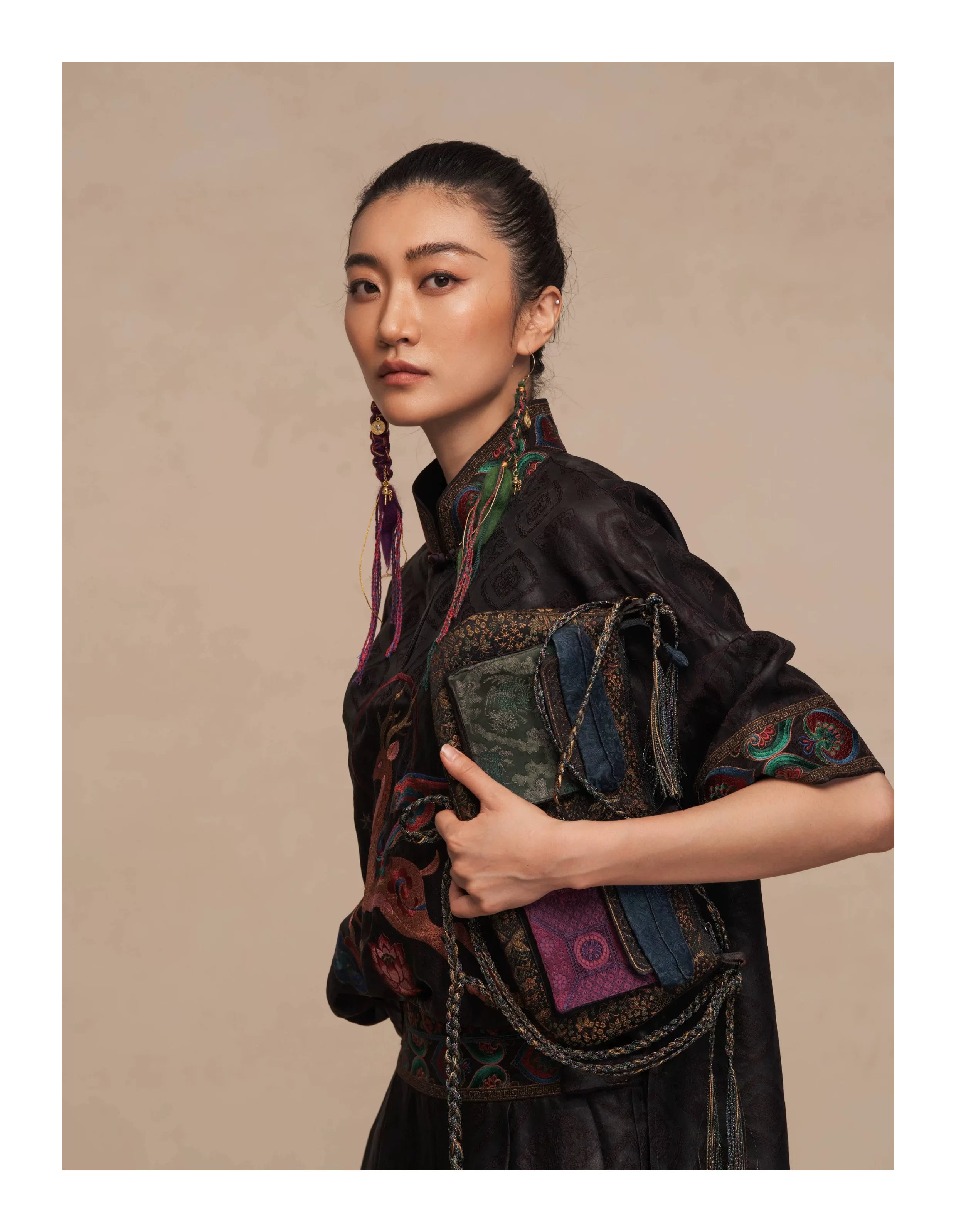 Luxury Dunhuang Deer Silk Brocade Top-26ZW034F