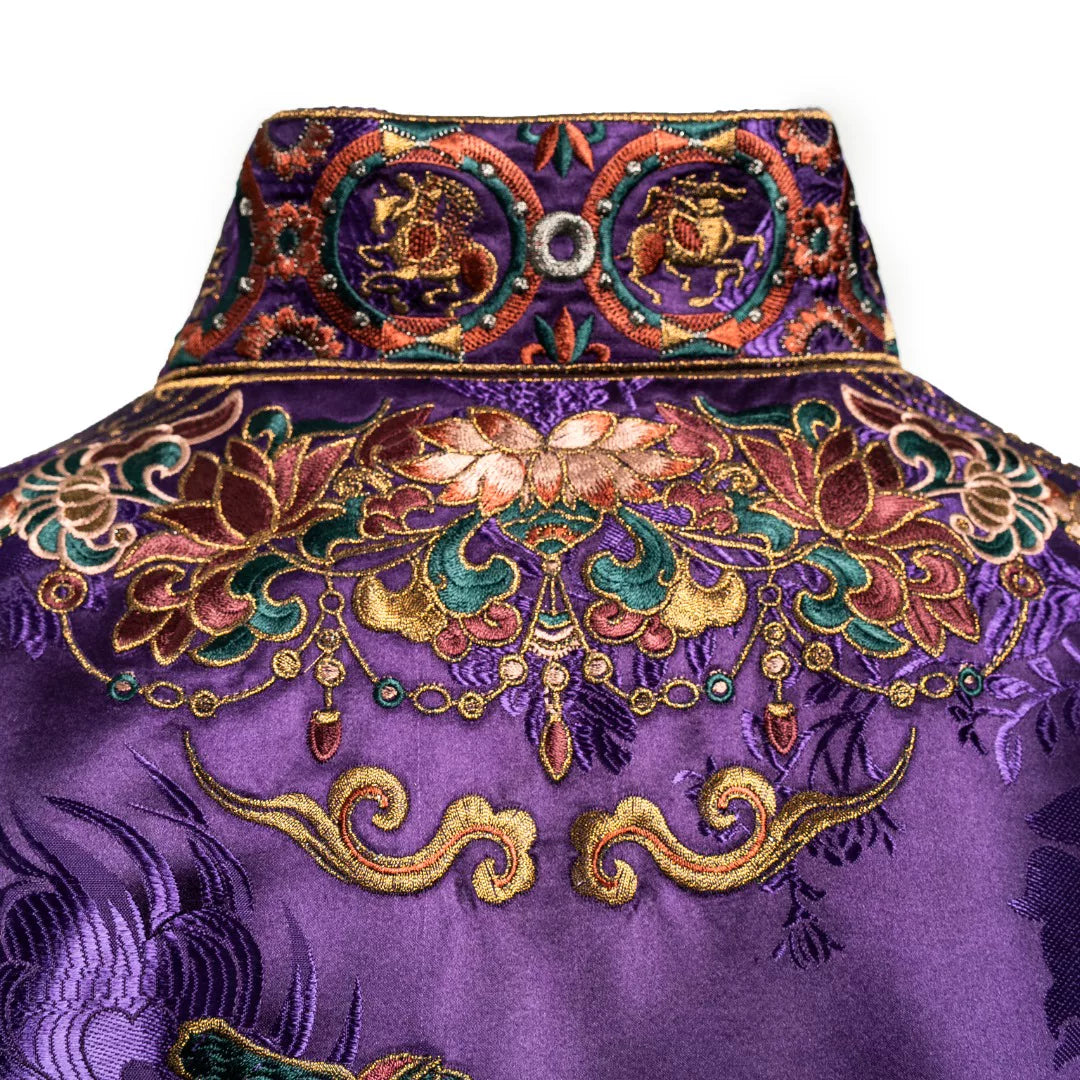 Luxury Purple Pegasus Silk Brocade Vest-26ZX8002
