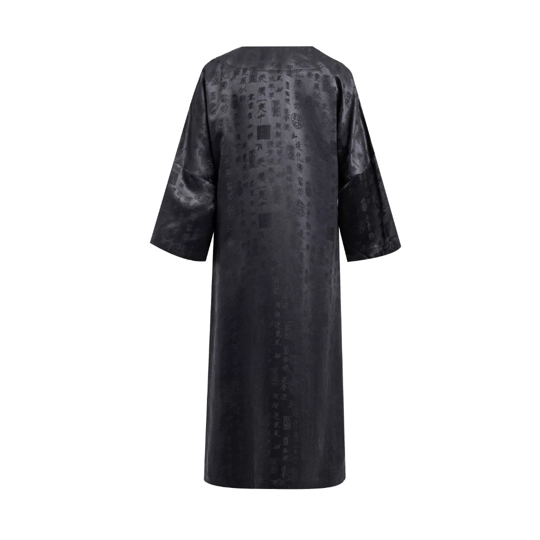 Luxury Black 12 Ornaments Silk Robe Coat-26Z2Y218759