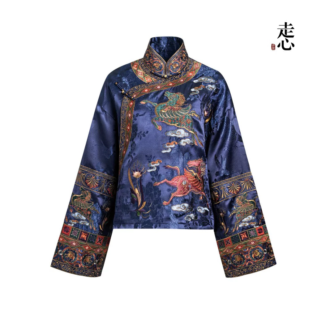Luxury Purple Pegasus Silk Brocade Jacket-26ZX8026
