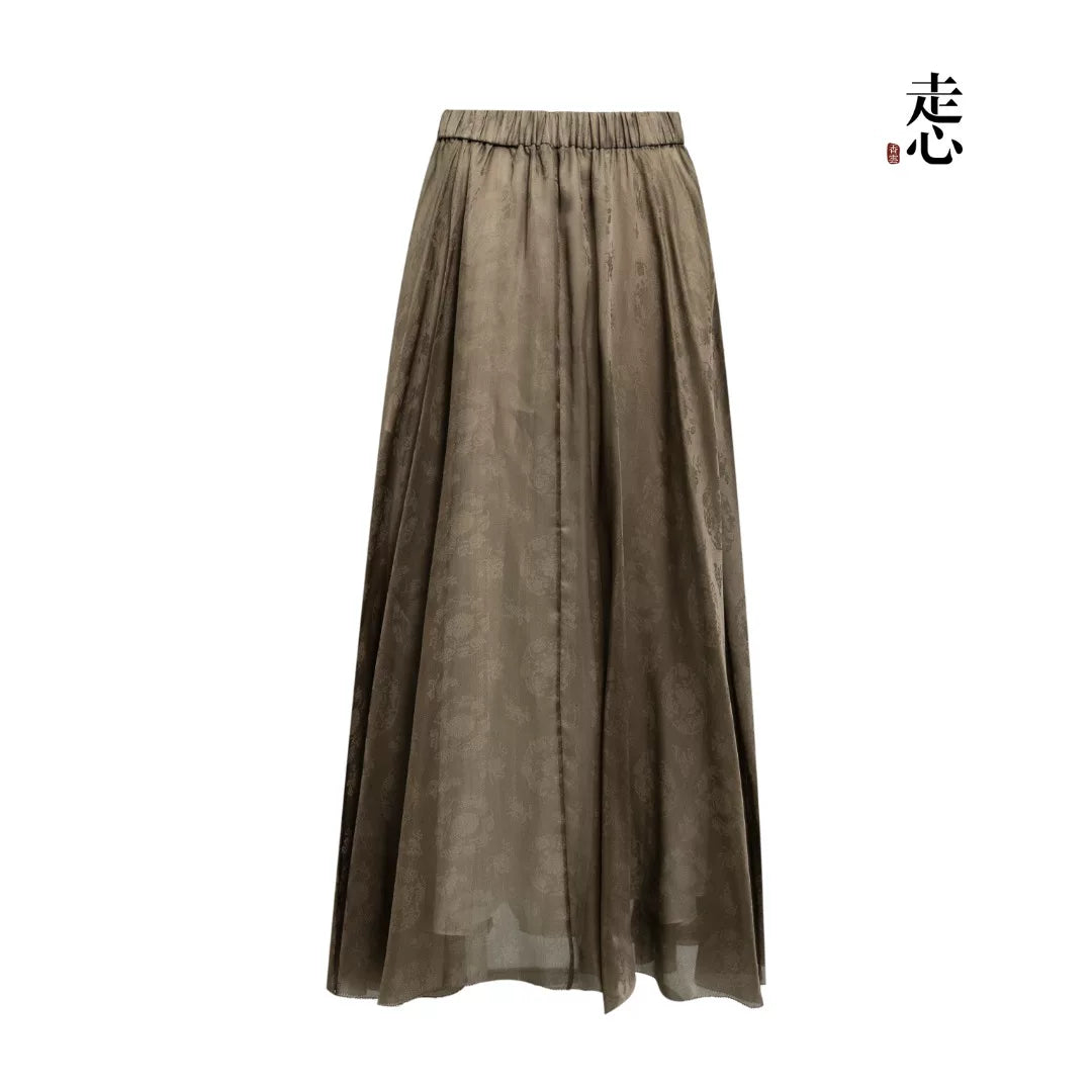 Luxury Silk Organza Jacquard Maxi Skirt- 26Z26214429