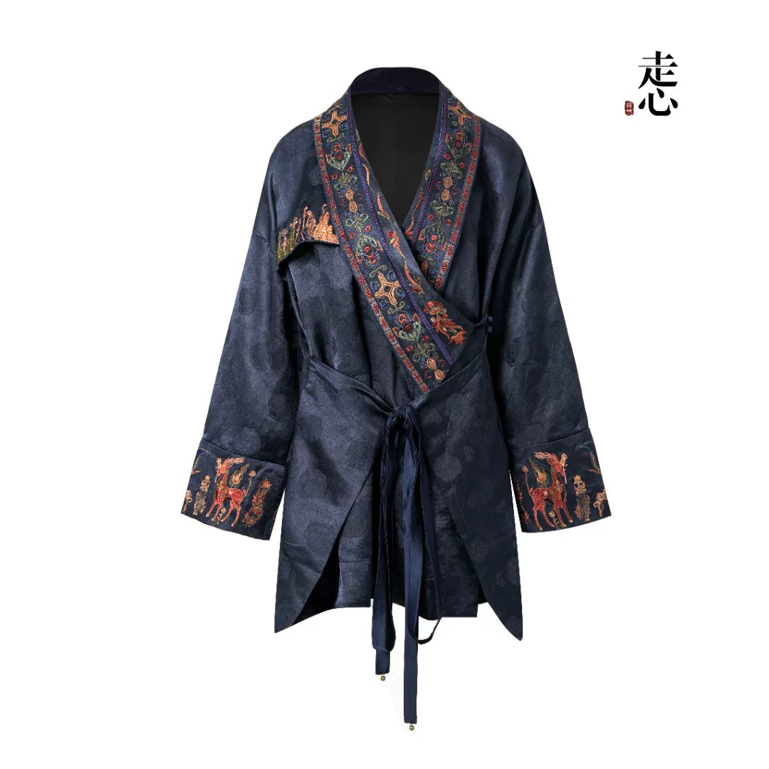 Luxury Nine-Colored Deer Silk Wrap Robe-24Z33801