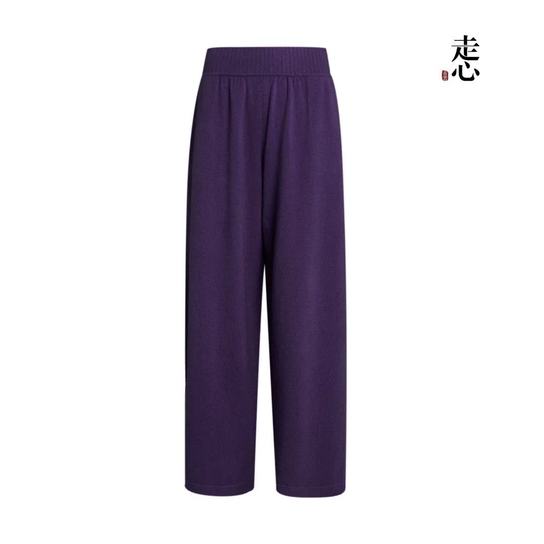 Luxury 465g Cashmere Wide-Leg Knit Pants- 26ZX2607
