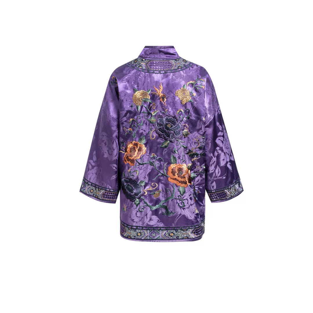 Silk Imperial Coat - Forbidden City Violet Jacket-25ZWT5441