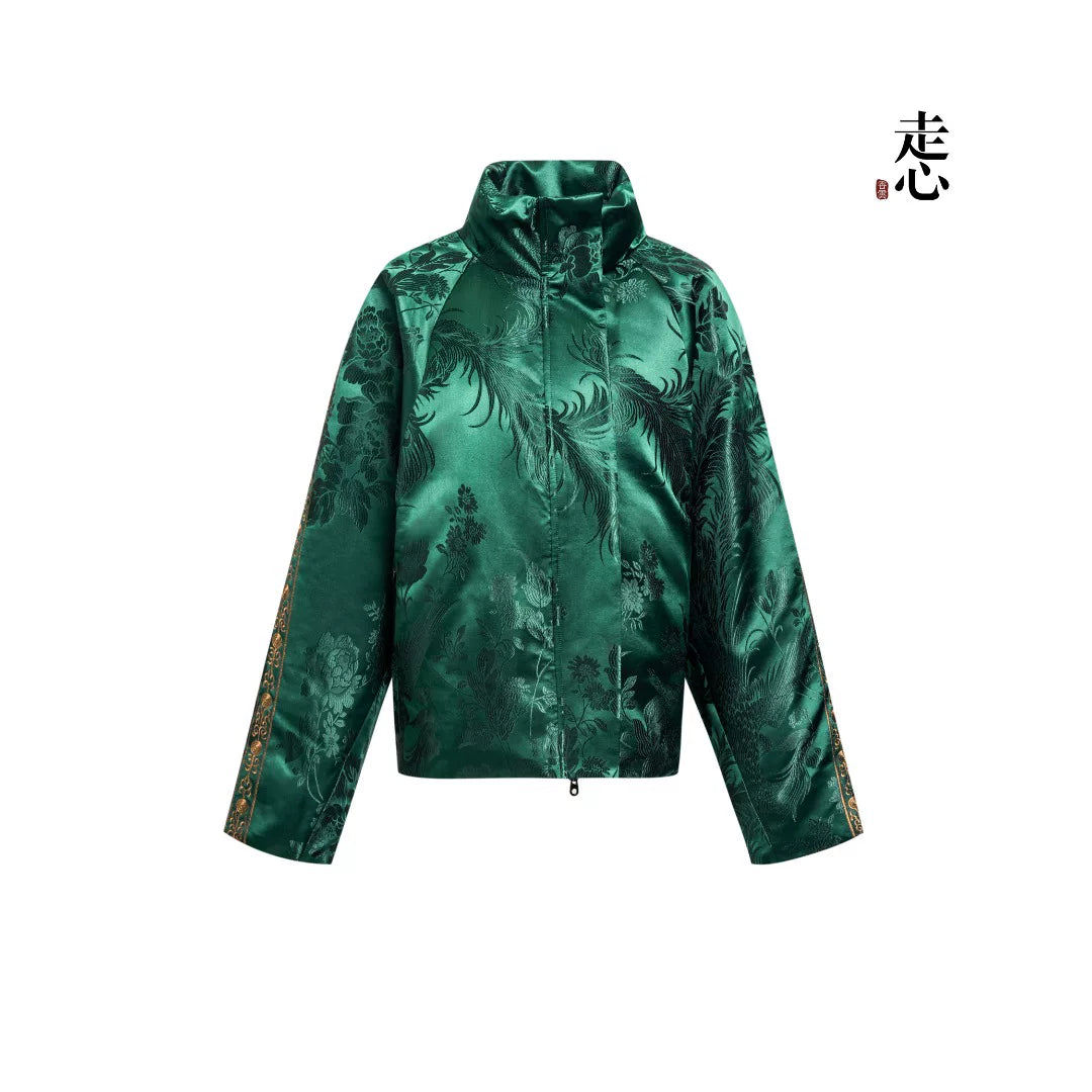 Luxury Red Enamel Silk Down Puffer Jacket-25ZX9256