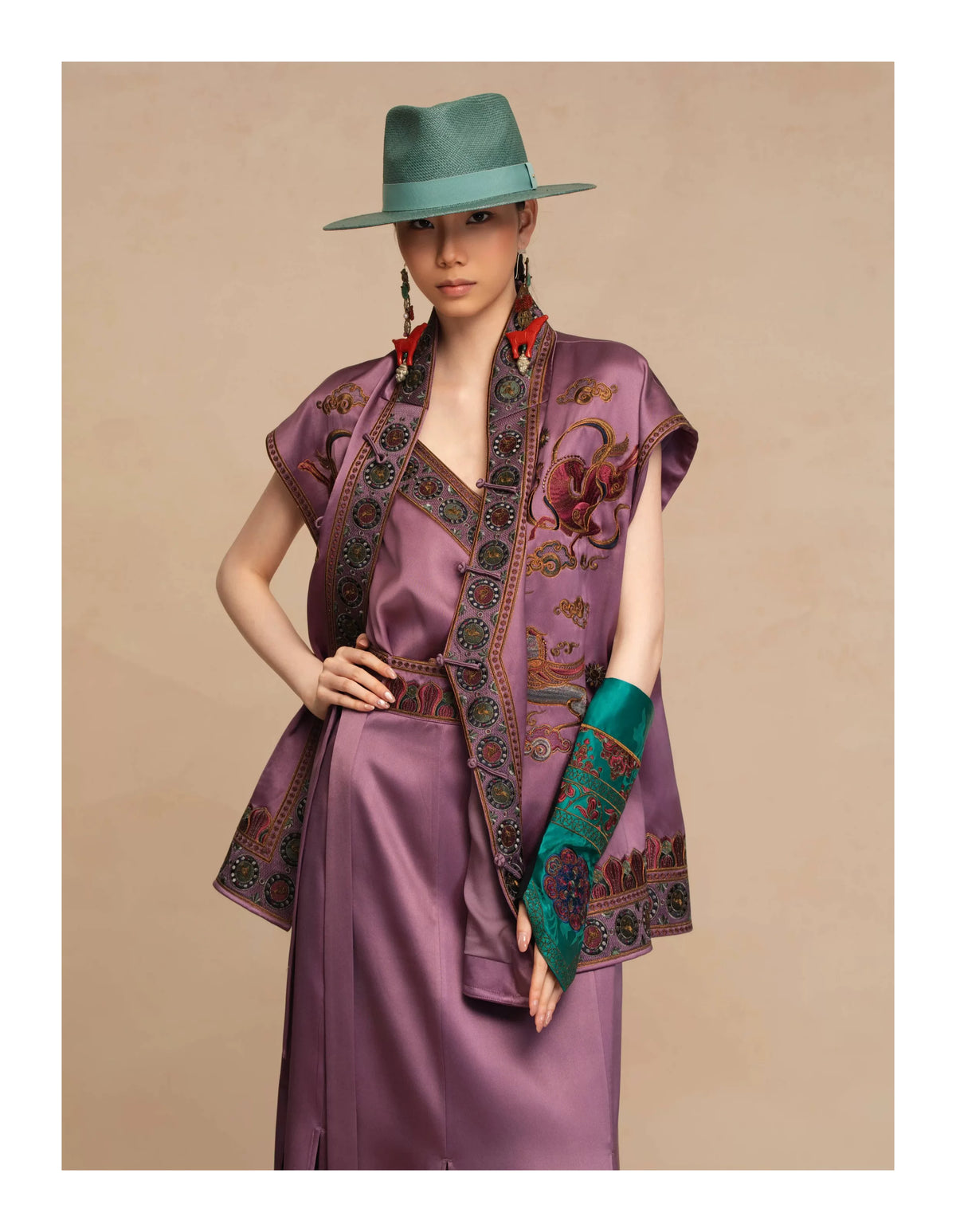 Luxury Dunhuang Pegasus Silk Longline Vest- 26ZMJ6323