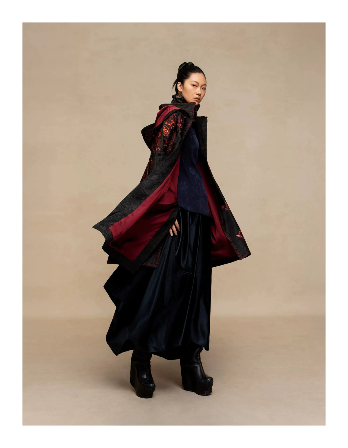 Luxury Silk Cape Coat Butterfly Mother-25ZWT6104