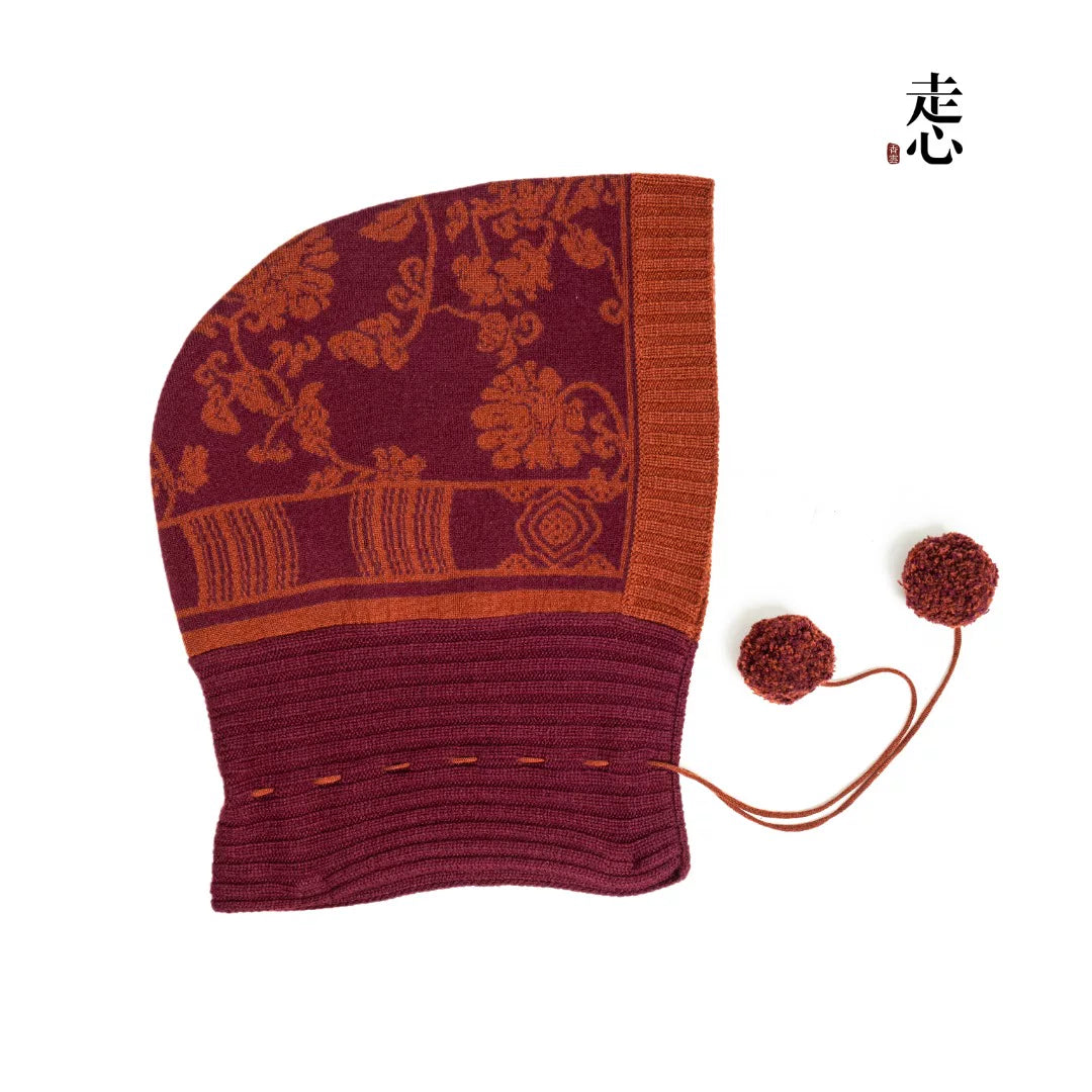Luxury 210g Red Lotus Cashmere Balaclava-254ZX2529