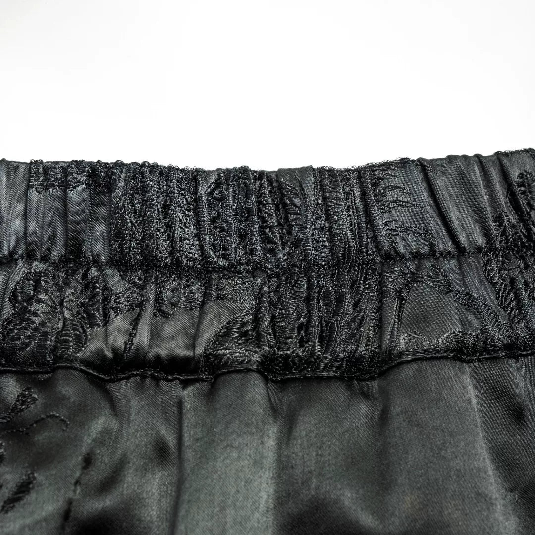 Luxury Crimson Peony Heavy Silk Skirt Pants-25ZKZ6112