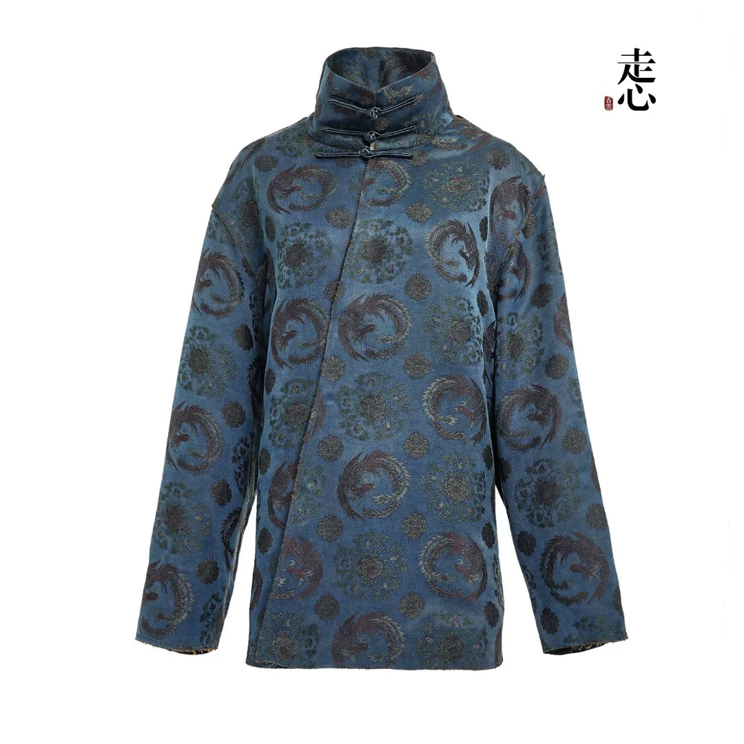 Luxury Blue Song Brocade Mandarin Shirt-26Z2Y318539