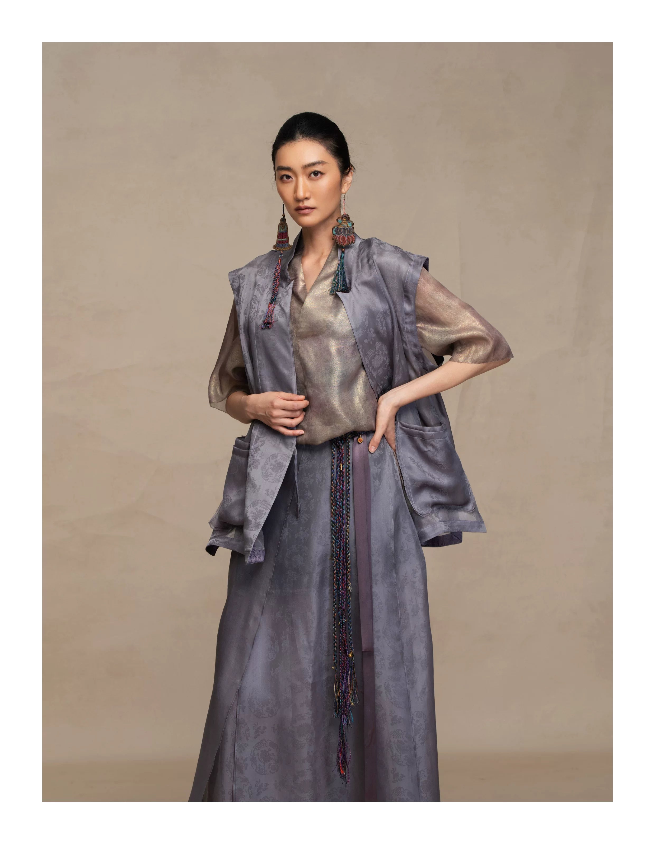 Luxury Silk Organza Crossover Wrap Vest- 26Y10101