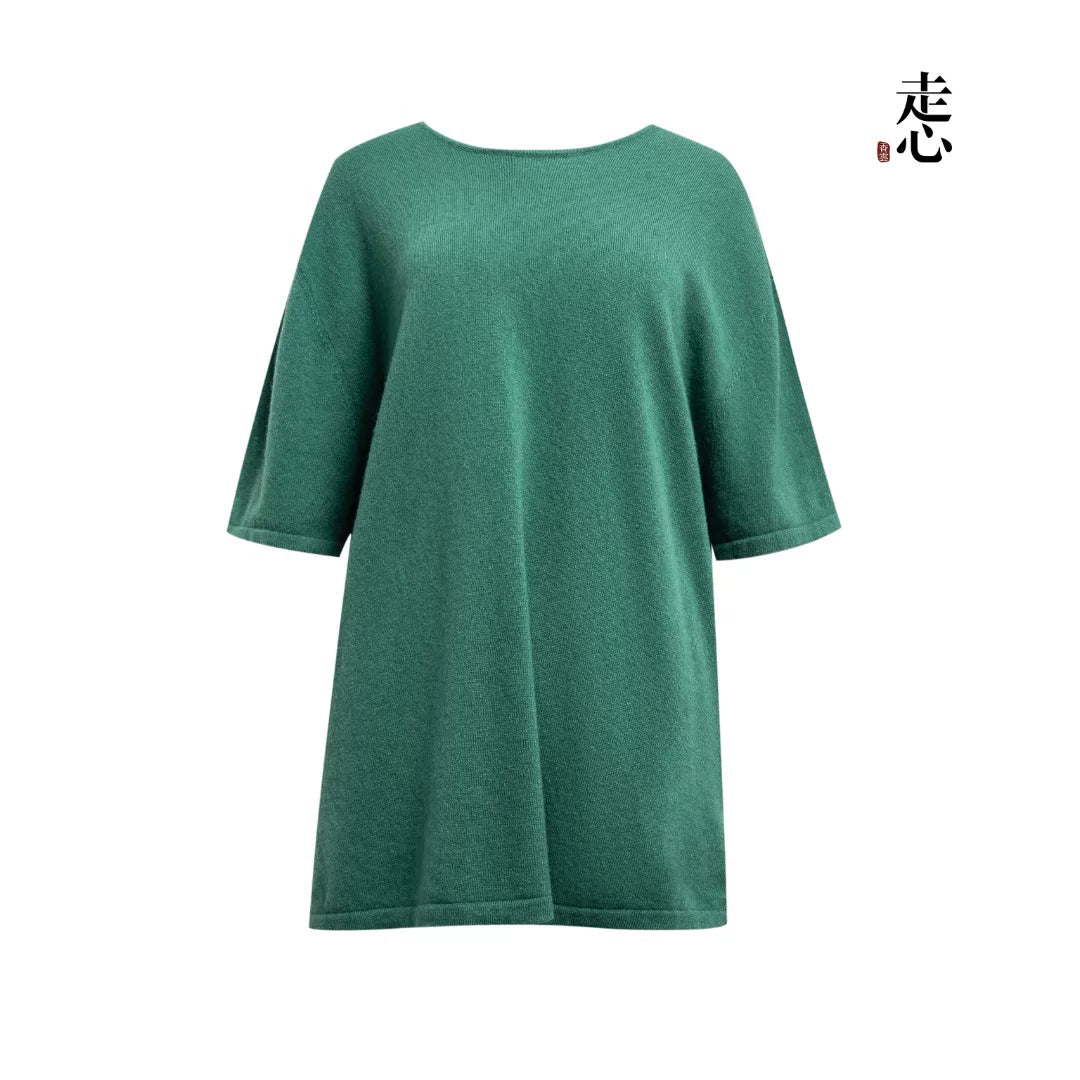 Luxury 240g Pure Cashmere Half Sleeve Top-26ZX2602-1