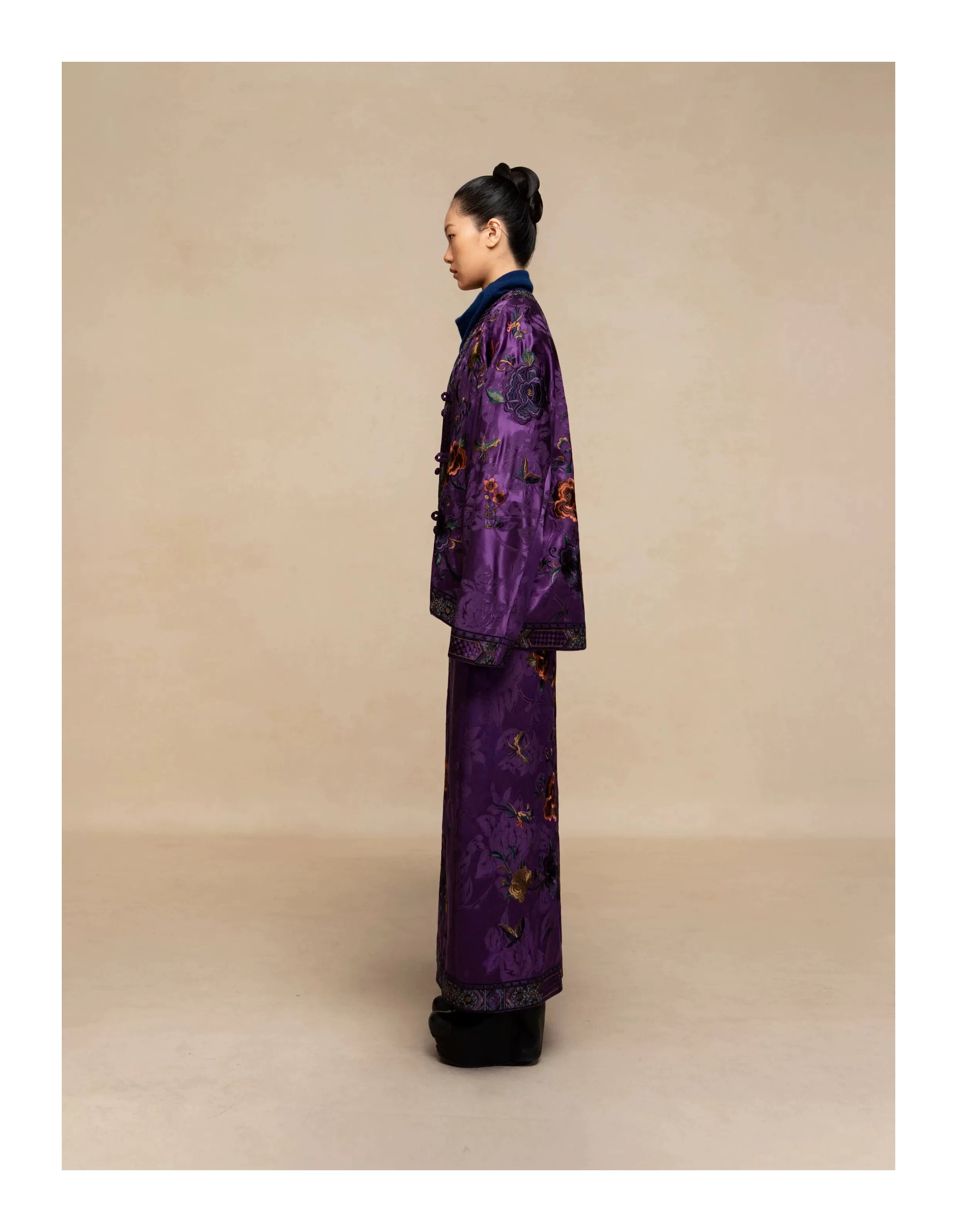 Luxury Imperial Violet Silk Maxi Skirt-25ZDQ6096