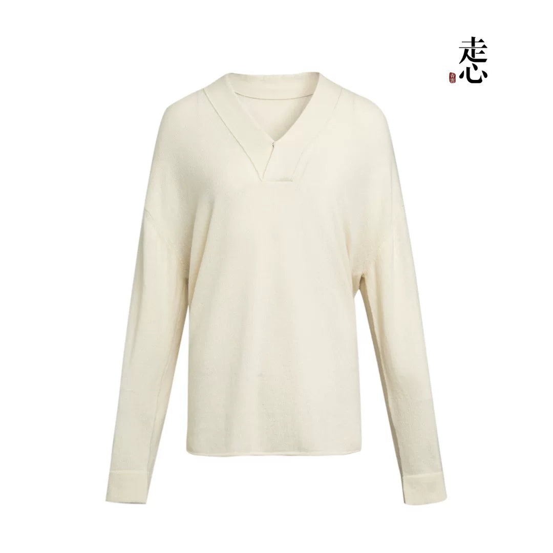 Luxury 290g Pure Cashmere V-Neck Sweater-26ZX2606