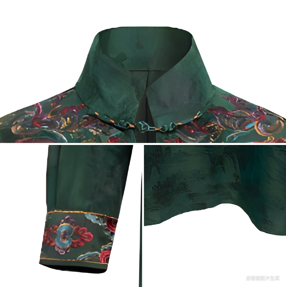 Luxury Green Embroidered Silk Maxi Dress-26ZW013F