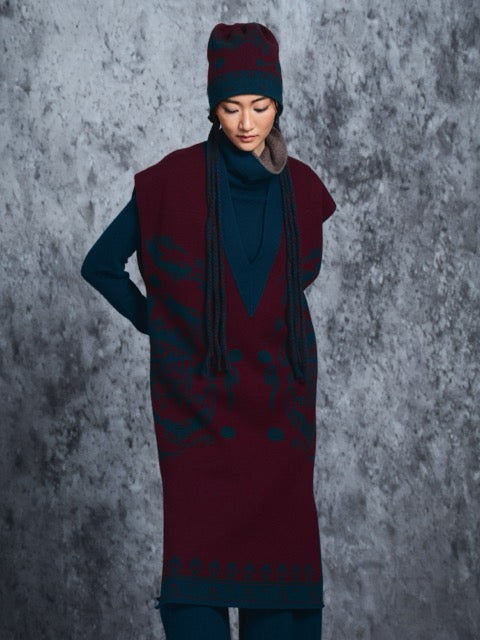 Luxury 665g Red Parasol Cashmere Dress-26ZX2630
