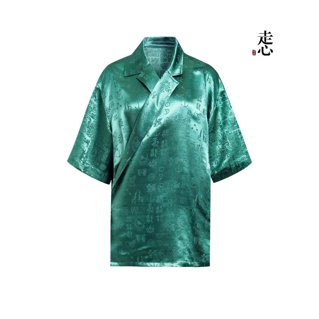 Luxury Glacial Blue Silk Crossover Top-26Z76218099