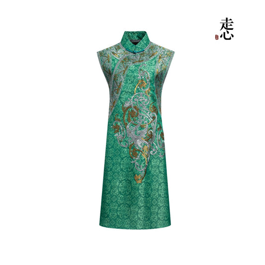 Colorblock Silk Long Vest--25ZW107F