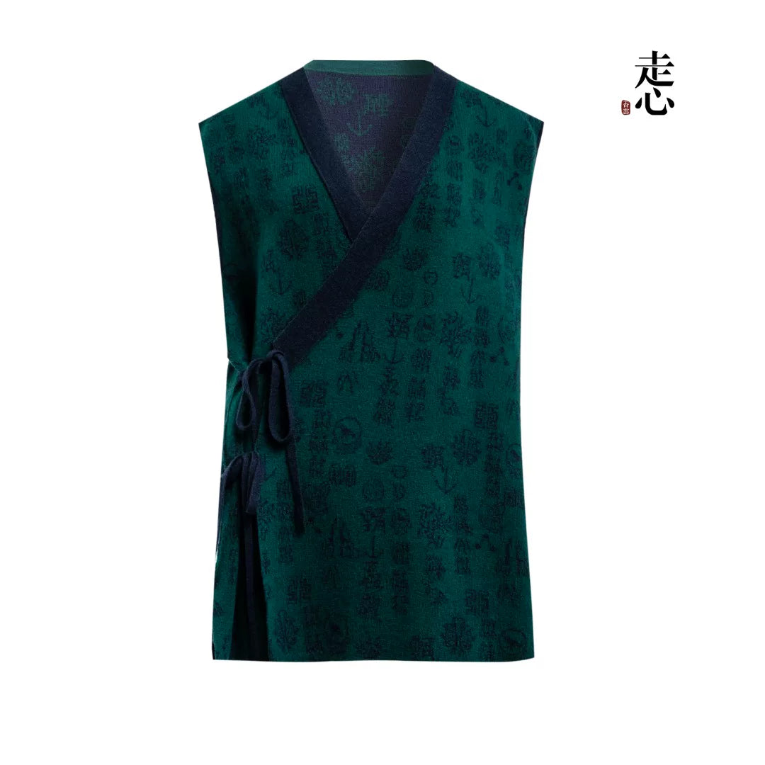 Luxury 490g Red Lotus Cashmere Wrap Vest-26ZX2619-1