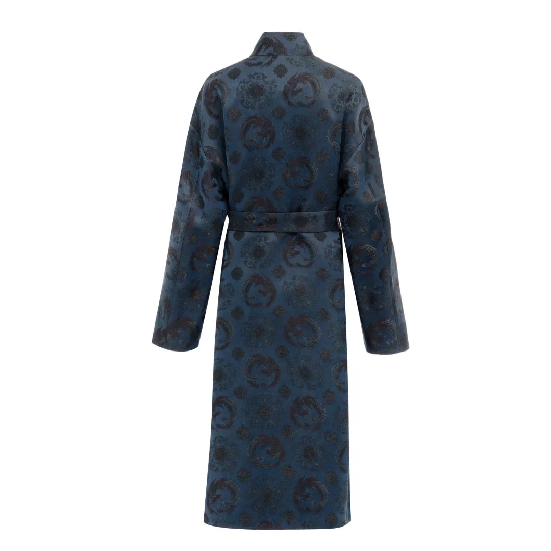 Luxury Blue Song Brocade Trench Wrap Coat-26Z2Y318409