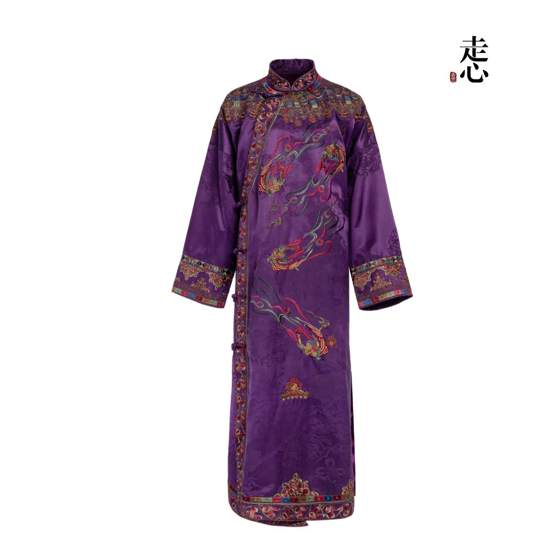 Luxury Purple Dunhuang Silk Qipao Gown-26Y07301
