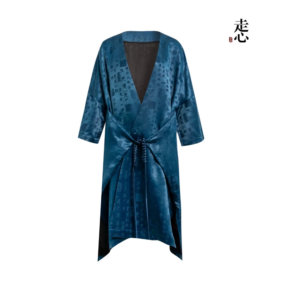 Luxury Black 12 Ornaments Silk Robe Coat-26Z2Y218759