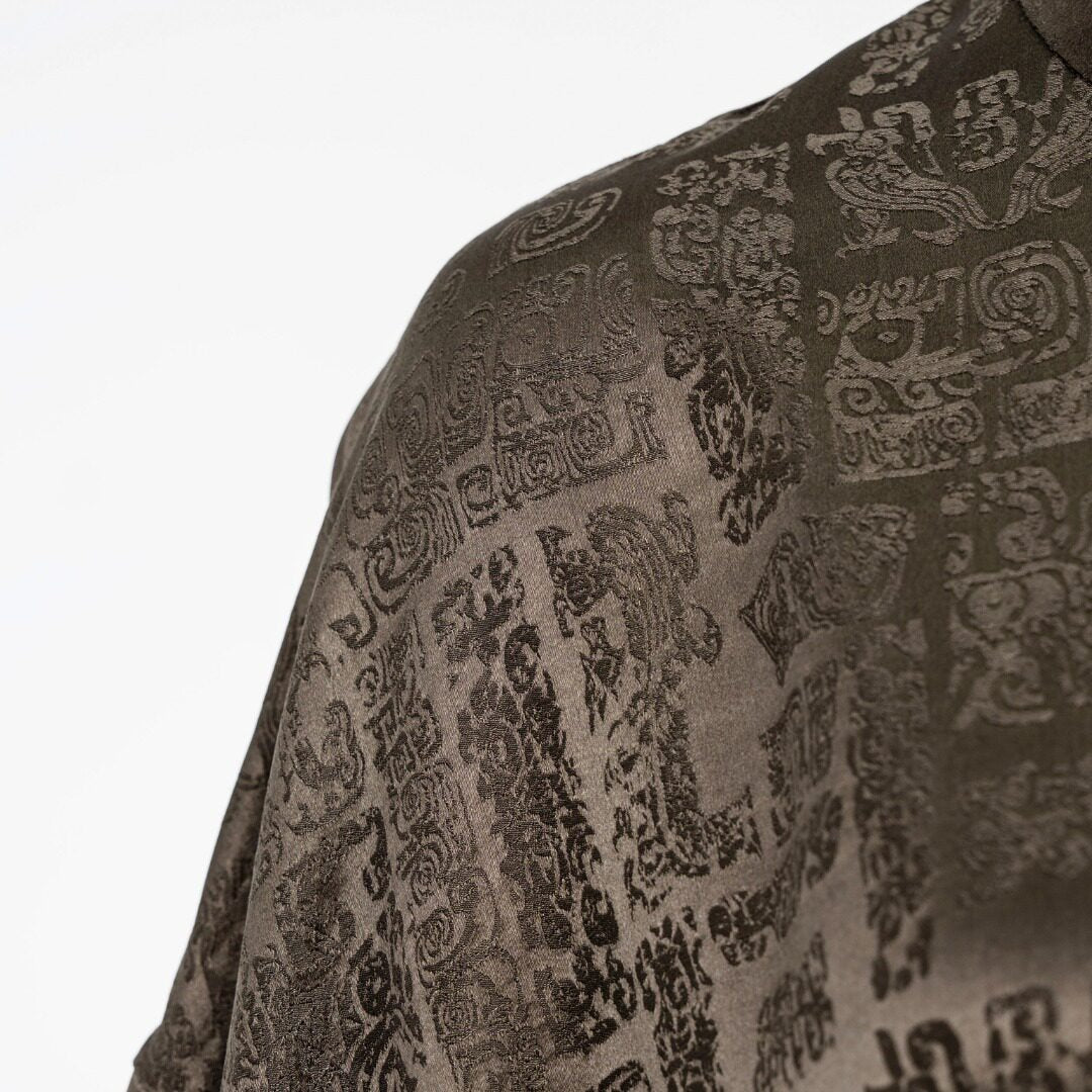 Luxury Purple 12 Ornaments Silk Shirt-26Y15401