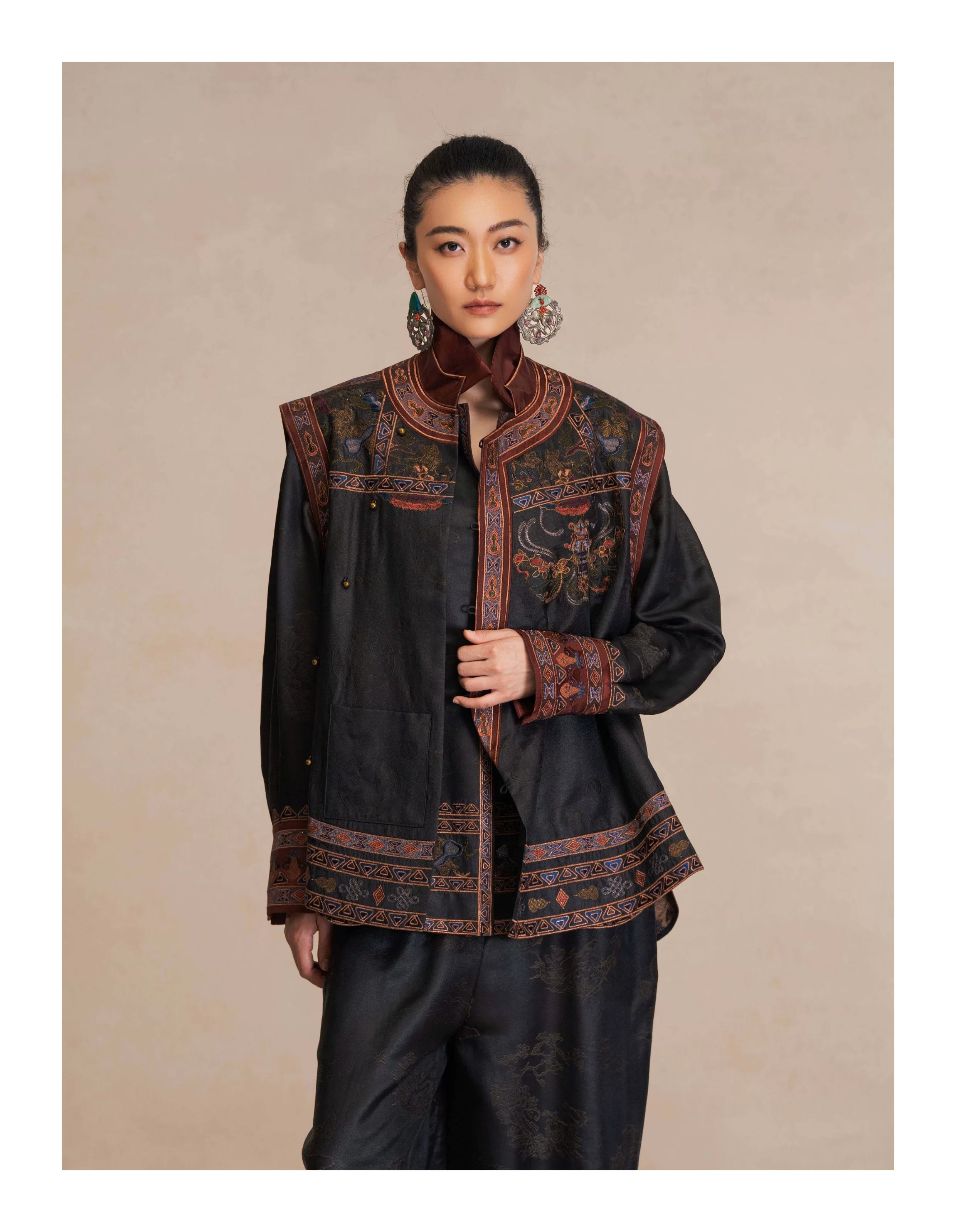 Luxury Silk Brocade Vest Ode to Fortune-25Z279M