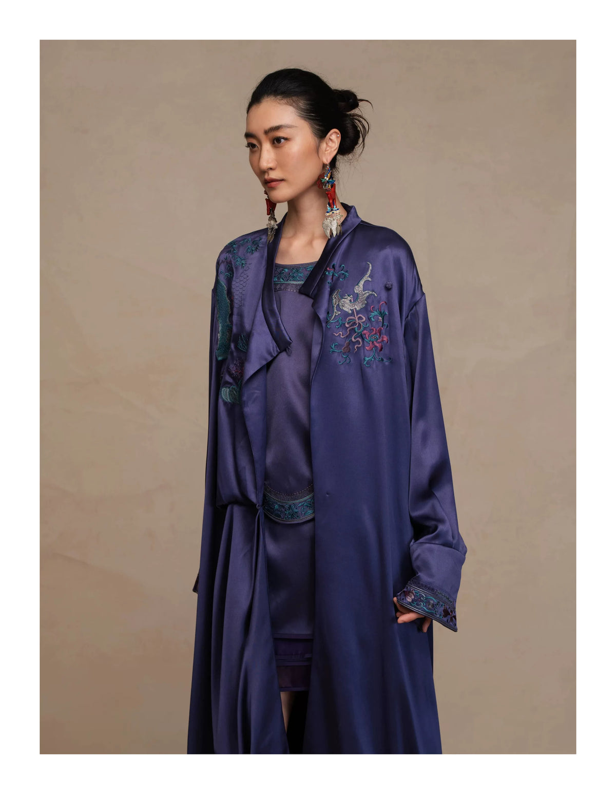 Luxury Twelve Ornaments Silk Duster Coat-26ZLY6671