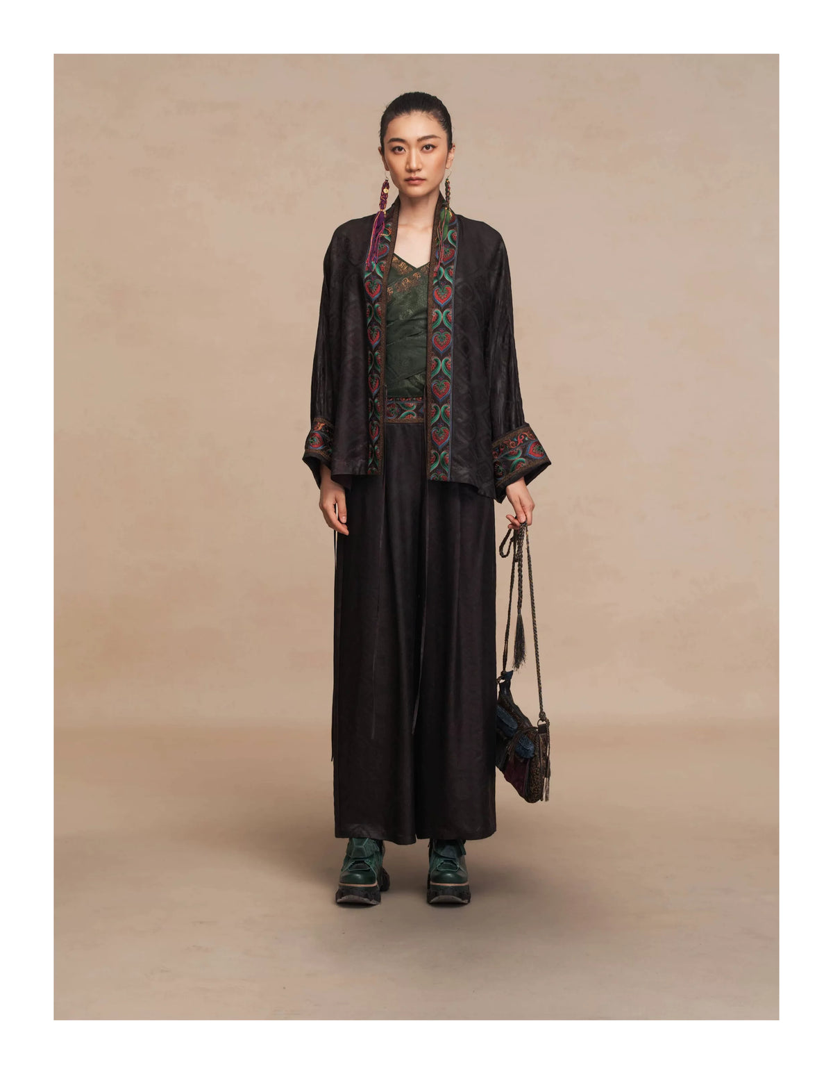 Luxury Dunhuang Silk Wide-Leg Pants-26ZW033F