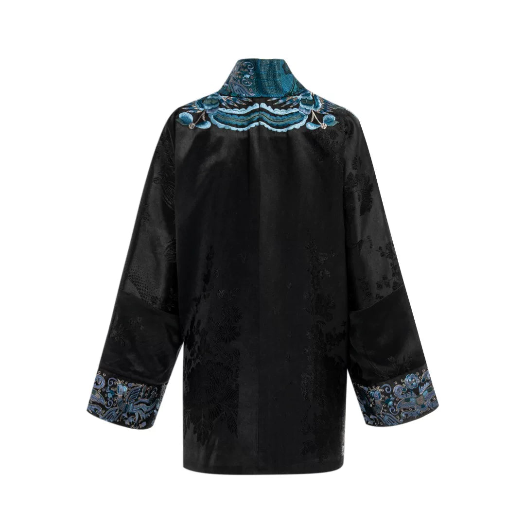 Luxury Blue Luoyue Silk Kasaya Robe-26Z139M