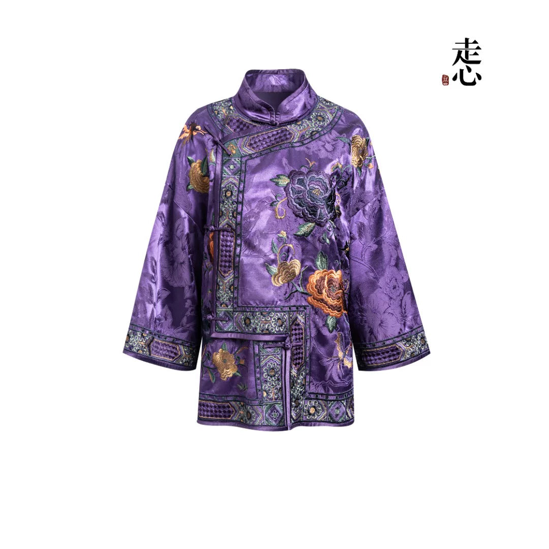 Silk Imperial Coat - Forbidden City Violet Jacket-25ZWT5441