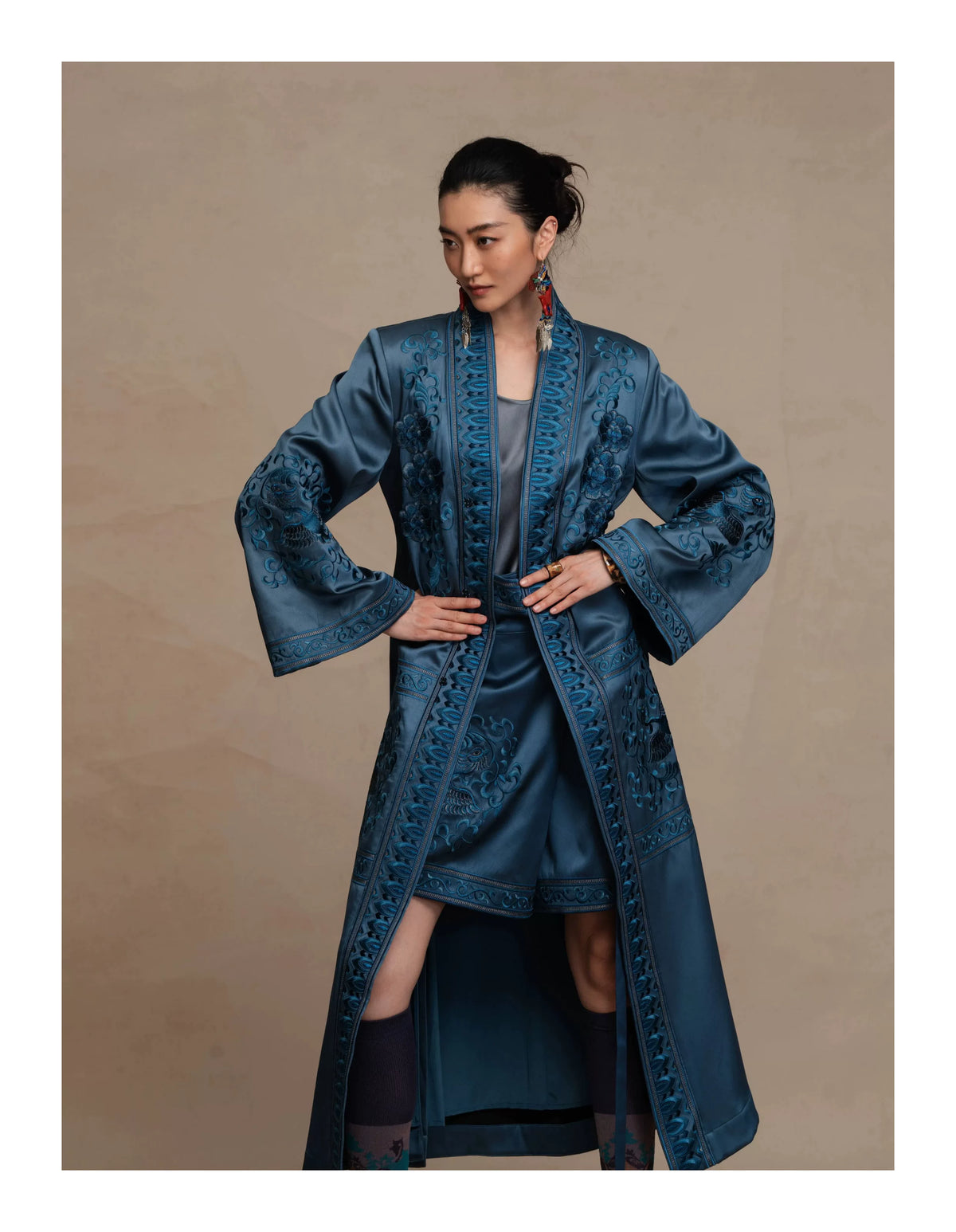 Luxury 60 Momme Silk Phoenix Wrap Skort- 26ZKZ6676