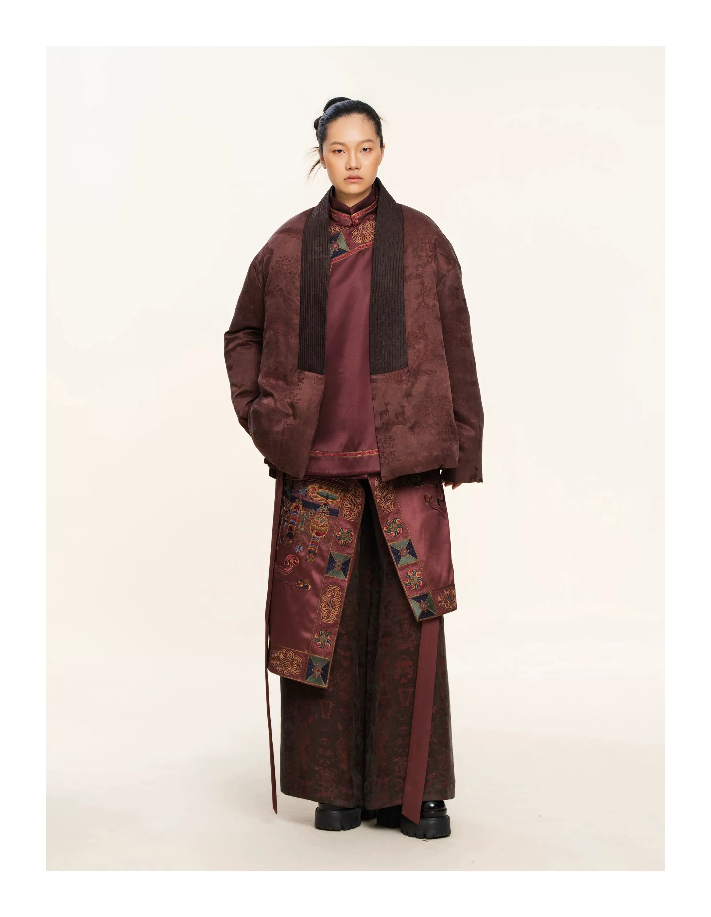 Luxury Dunhuang Silk Layered Palazzo Pants-25ZKZ5877