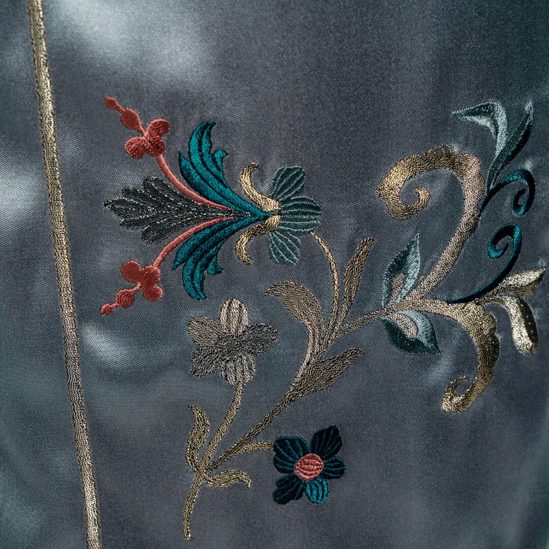 Luxury Celadon Silk Peony Layered Pants-26ZKZ6551