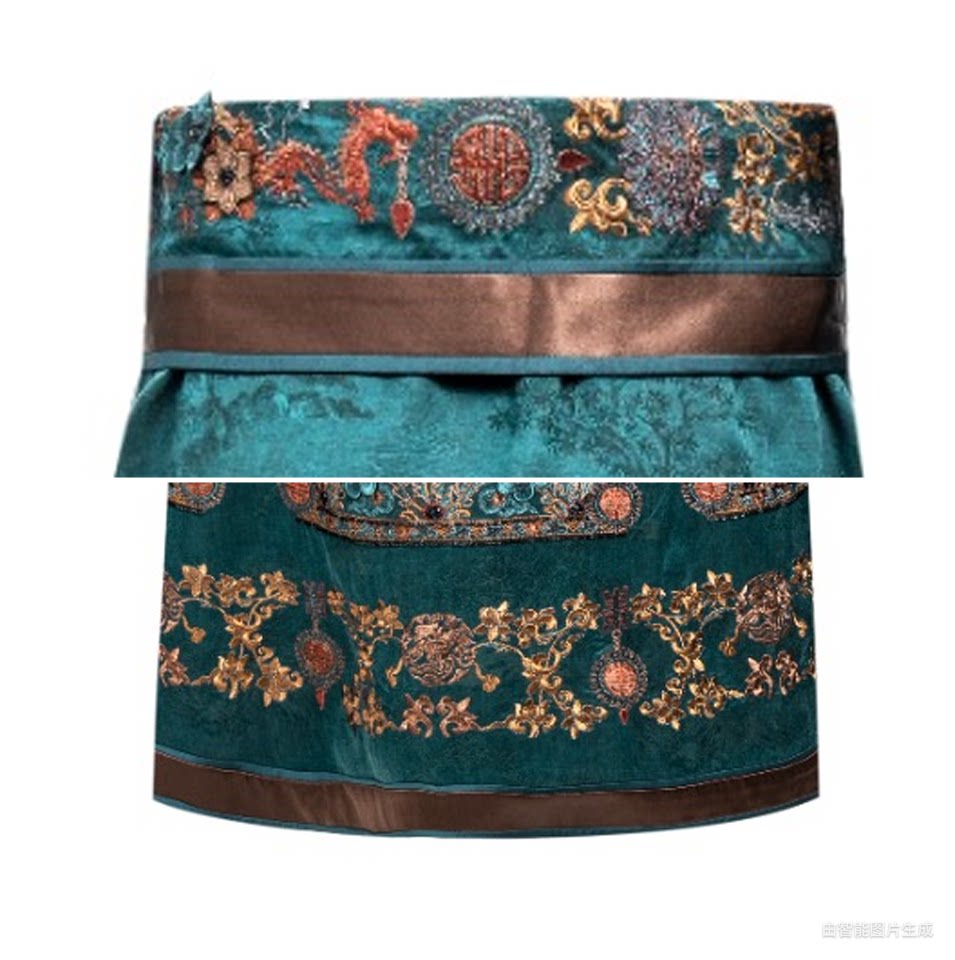 Luxury Peacock Silk Phoenix Coronet Skirt-25ZDQ5790