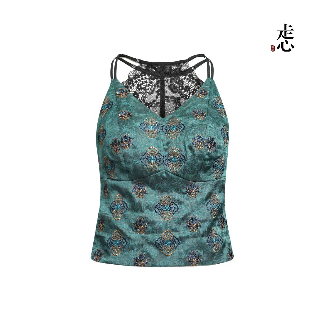 Luxury Badayun Silk Lace Camisole Top-25ZY51360057