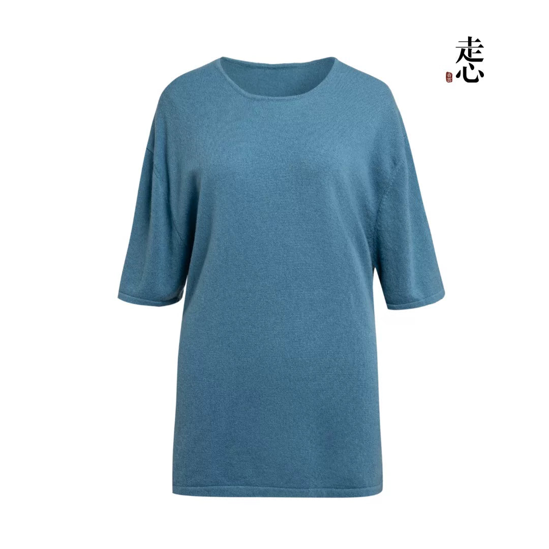 Luxury 240g Pure Cashmere Half Sleeve Top-26ZX2602-1